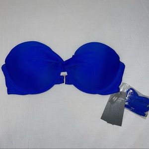 Abercrombie & Fitch Lightly Lined Twist Front Bandeau Bikini - Blue - 32D